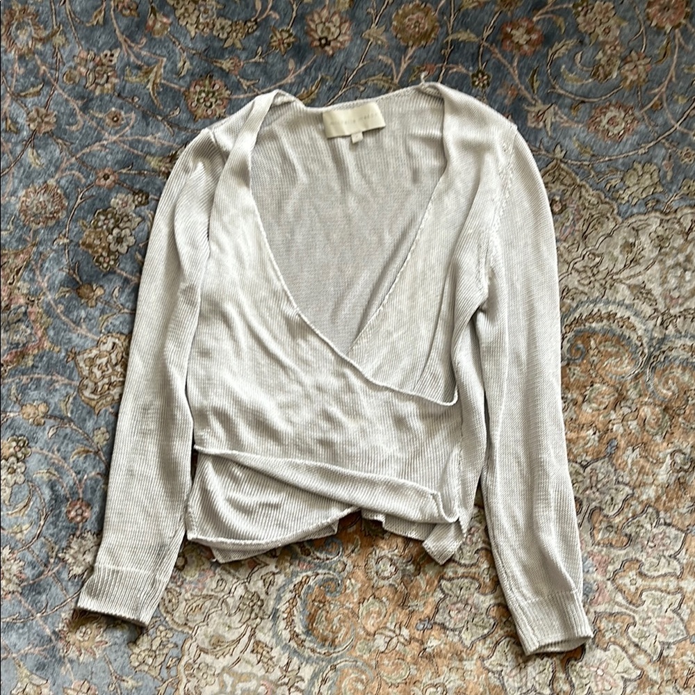 Michelle Mason Silver Wrap Sweater